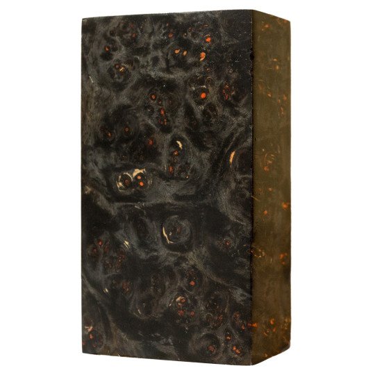 Black stabilized Amboyna burl block