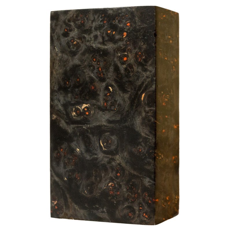 Black stabilized Amboyna burl block