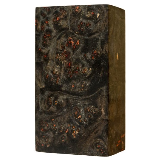 Black stabilized Amboyna burl block