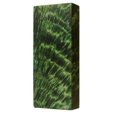 Green Stabilized Curly Mango Wood Block