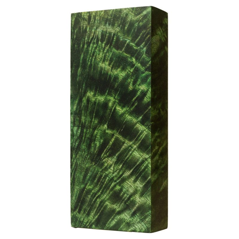 Green Stabilized Curly Mango Wood Block