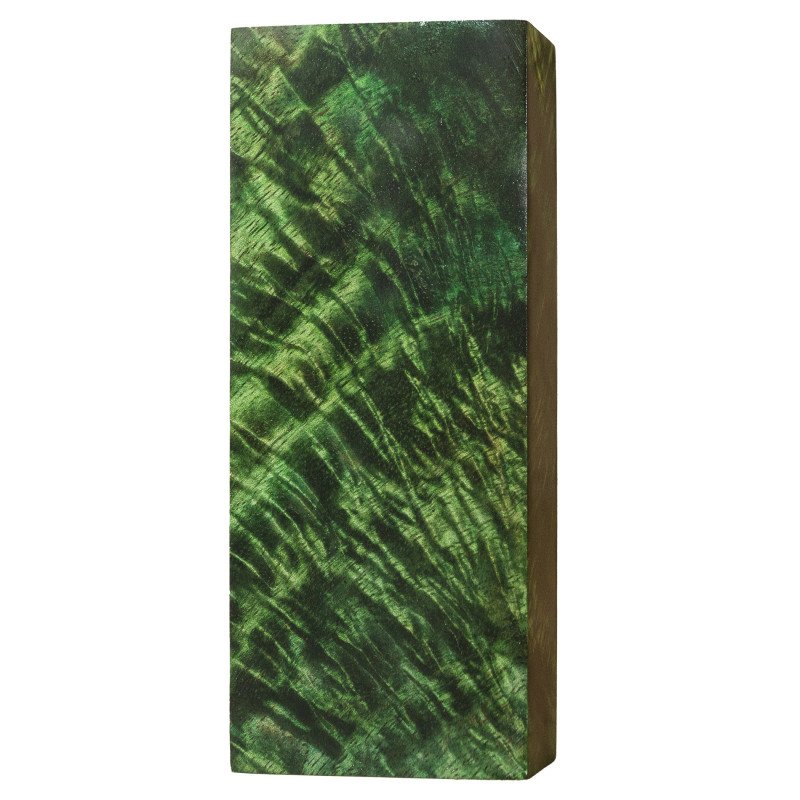 Green Stabilized Curly Mango Wood Block