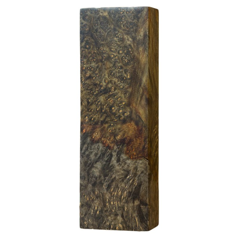 Black stabilized Amboyna burl block