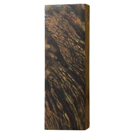 Black stabilized Amboyna burl block