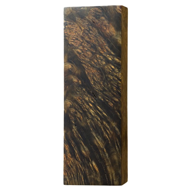 Black stabilized Amboyna burl block