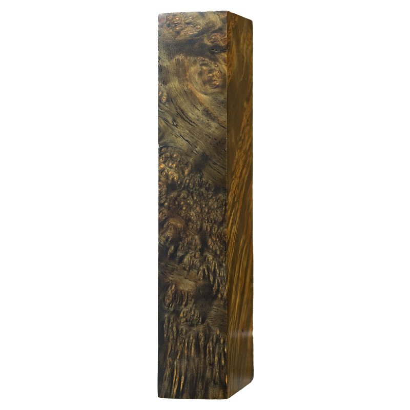 Black stabilized Amboyna burl block